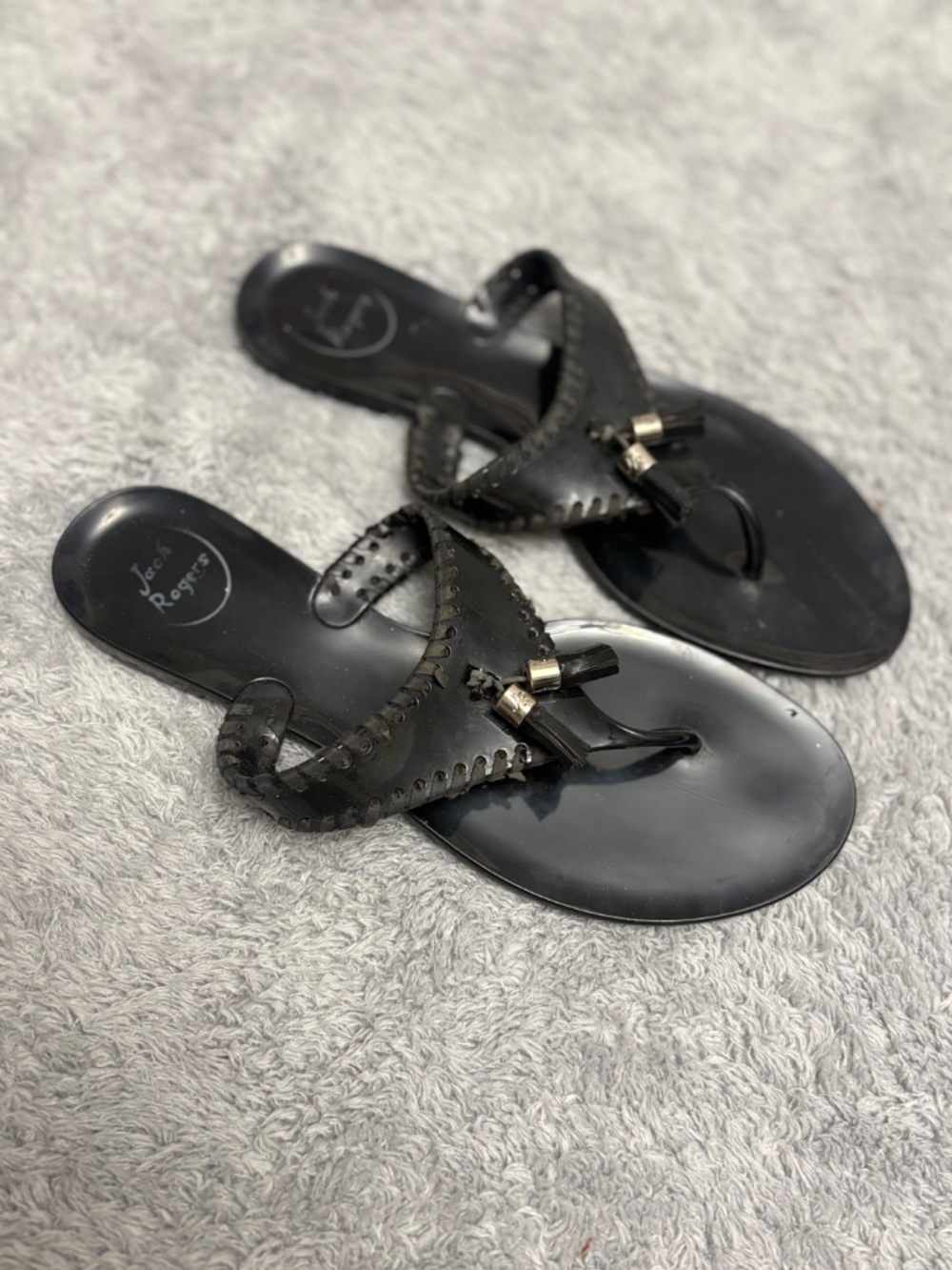 Vintage Jack Rogers Women's Black Tassel Sandals - Picture 2 of 6